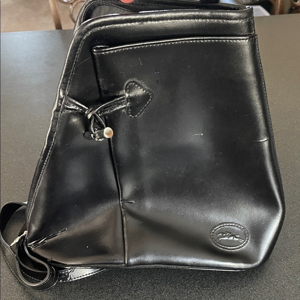 Longchamp Black Leather Sling Bag